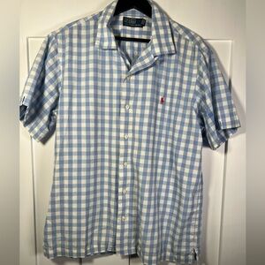 Polo Ralph Lauren Blue Gingham Short Sleeve Button-Down Shirt – Size L